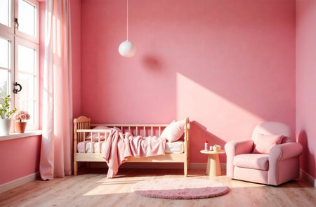 AI Generative Modern interior of children's room color, playroom in the houseの素材