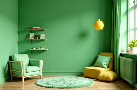 AI Generative Modern interior of children's room color, playroom in the houseの素材
