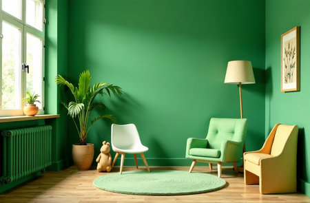 AI Generative Modern interior of children's room color, playroom in the houseの素材