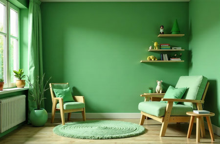 AI Generative Modern interior of children's room color, playroom in the houseの素材