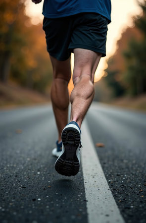 AI Generative Man running in park, jogging athlete doing sports outsideの素材