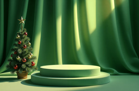 Ice product Presentation Podium on table, winter Advertising Stand with Empty Space for Product. AI-generatedの素材