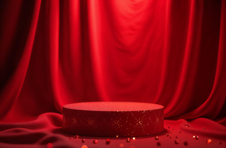 Ice product Presentation Podium on table, winter Advertising Stand with Empty Space for Product. AI-generatedの素材