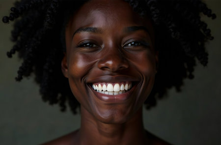 AI Generative Large portrait of young smiling beautiful woman, female imageの素材