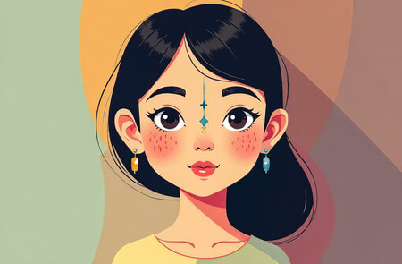 AI Generative Large portrait of young smiling beautiful woman, female imageの素材