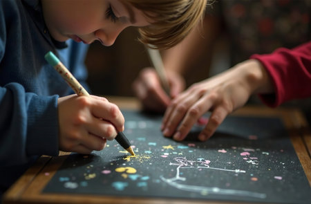 AI Generative Kids Toy Drawing Board In Playroom, Child writes pictureの素材