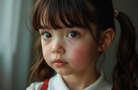 AI Generative Portrait of little girl in the children's room, happy childhoodの素材
