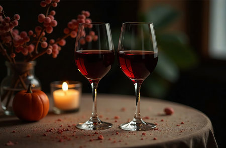 AI Generative Glass of red wine on a dark background. Drink photo for bar restaurantの素材