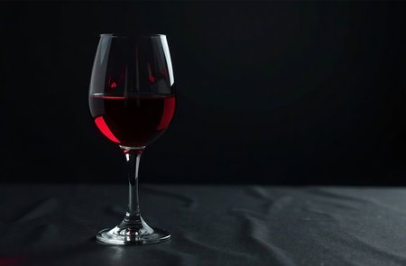 AI Generative Glass of red wine on a dark background. Drink photo for bar restaurantの素材