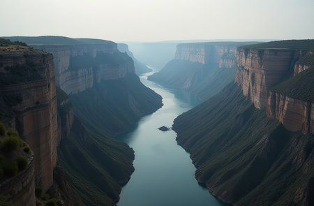 AI Generative Picturesque canyon high red sand cliffs, national park tourismの素材