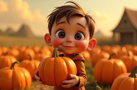 AI Generative pumpkin on vegetable garden, farm, seedlings, plants, vegetablesの素材