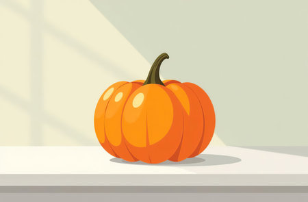 AI Generative Pumpkin on the table, close-up of fresh vegetables, bright kitchenの素材
