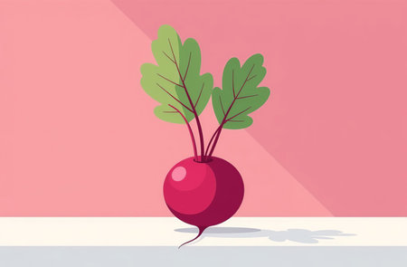 AI Generative Beet on the table, close-up of fresh vegetable, bright kitchenの素材