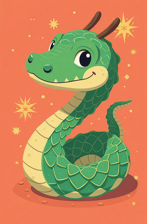 AI-generated New Year 2025 symbol, snake on postcard, Christmas cardの素材