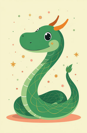 AI-generated New Year 2025 symbol, snake on postcard, Christmas cardの素材