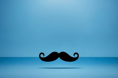 AI Generative Postcard card World International Men's Day man black mustache On Blue Backgroundの素材