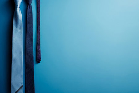 AI Generative Postcard card World International Men's Day Ties accessory Hanging On Blue Background with copy spaceの素材