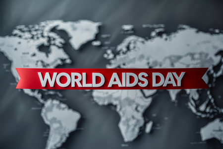 AI Generative Poster postcard banner with symbol red ribbon for the World AIDS Day and fight hivの素材