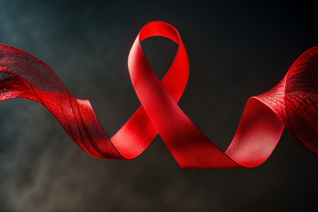 AI Generative Symbol solidarity red ribbon for the World AIDS Day and fight hiv medical illnessの素材