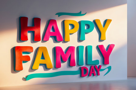 AI Generative Greeting postcard card for international family day for parents and children peopleの素材