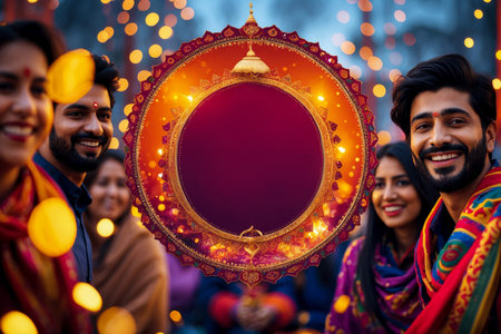 AI Generative Traditional background Indian Lohri Fire Festival winter Hindu Celebration Performanceの素材