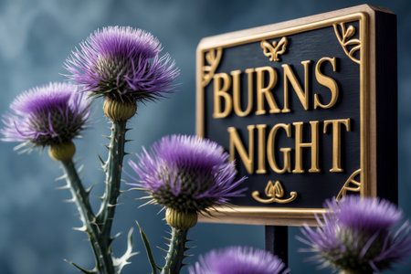 AI Generative Greeting card for traditional Scottish holiday in honor of birthday of poet writer Robert Burnsの素材