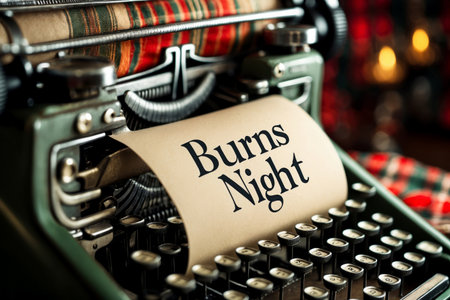 AI Generative Greeting card for traditional Scottish holiday in honor of birthday of poet writer Robert Burnsの素材