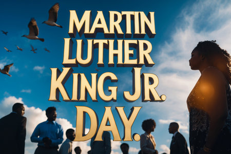 AI Generative Martin Luther King Jr. Day Greeting Card for Famous African American Rights Activistの素材