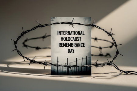 AI Generative Banner poster for International Holocaust Remembrance Day, Memory of the people who died in concentration campsの素材