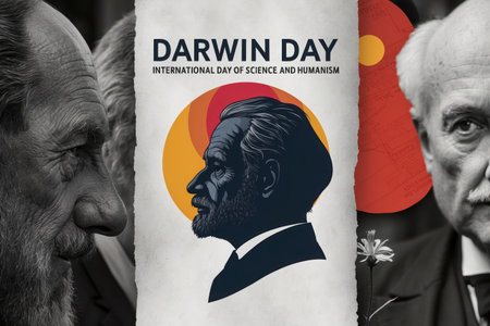 AI Generative Greeting card postcard on the international holiday of science and humanism Darwin Dayの素材
