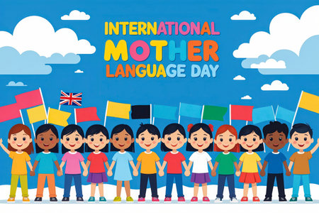 AI Generative International Mother Language Day greeting card, people speak different speeches idiomの素材