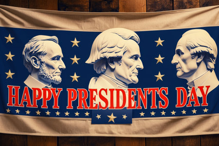 AI Generative Congratulatory postcard on the traditional American holiday Presidents' Day in the USAの素材