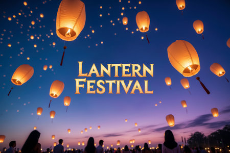 AI Generative Greeting Card postcard on Traditional Taiwanese and Chinese Holiday Lantern Festivalの素材