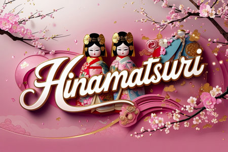 AI Generative Greeting card with the traditional Japanese holiday Doll's Festival Hinamatsuri in Japanの素材