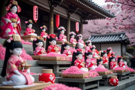 AI Generative Traditional Japanese holiday feast spring culture Doll's Festival Hinamatsuri in Japanの素材