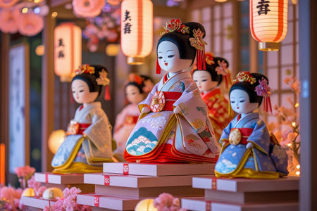 AI Generative Traditional Japanese holiday feast spring culture Doll's Festival Hinamatsuri in Japanの素材