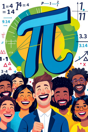 AI Generative Greeting card international holiday Pi Day, concept of importance of teaching mathematical scienceの素材