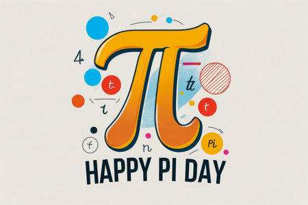 AI Generative Greeting card international holiday Pi Day, concept of importance of teaching mathematical scienceの素材