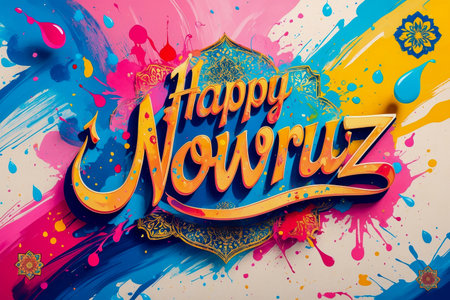 AI Generative Greeting Card postcard on the Traditional Persian New Year Holiday of Nowruz in Iran springの素材