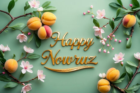 AI Generative Greeting Card postcard on the Traditional Persian New Year Holiday of Nowruz in Iran springの素材