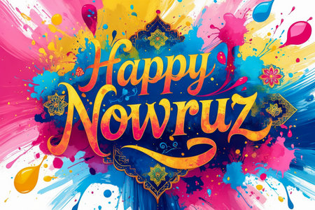 AI Generative Greeting Card postcard on the Traditional Persian New Year Holiday of Nowruz in Iran springの素材