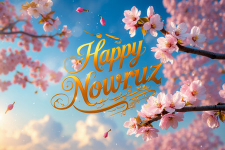 AI Generative Greeting Card postcard on the Traditional Persian New Year Holiday of Nowruz in Iran springの素材