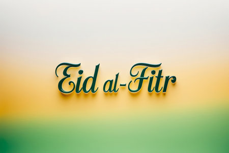 AI Generative Greeting Card with Traditional Muslim Islamic Holiday Eid al-Fitr with Creeds symbol of faithの素材