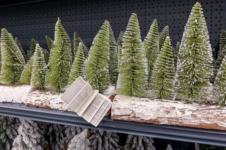 Bar, Montenegro, 20 November 2025, Christmas souvenirs, New Year decorations for sale in supermarketのeditorial素材