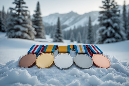 AI Generative Sports gold, silver and bronze Olympic medals, victory in the international competitionの素材