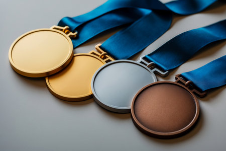 AI Generative Sports gold, silver and bronze Olympic medals, victory in the international competitionの素材