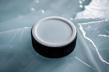 AI Generative Puck on Sports Rink, NHL Winter Olympic games professional Hockey Competitionの素材