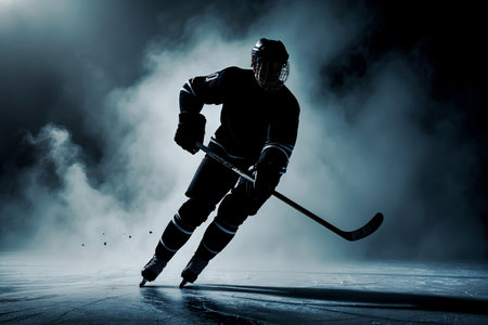 AI Generative Sport hockey competition, men's team at the tournament Winter Olympics skate on the ice rinkの素材