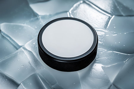 AI Generative Puck on Sports Rink, NHL Winter Olympic games professional Hockey Competitionの素材