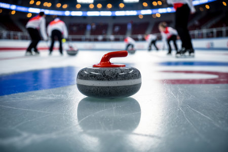 AI Generative Team strategy sport curling on ice rink with stone, Winter Olympic games competitionの素材